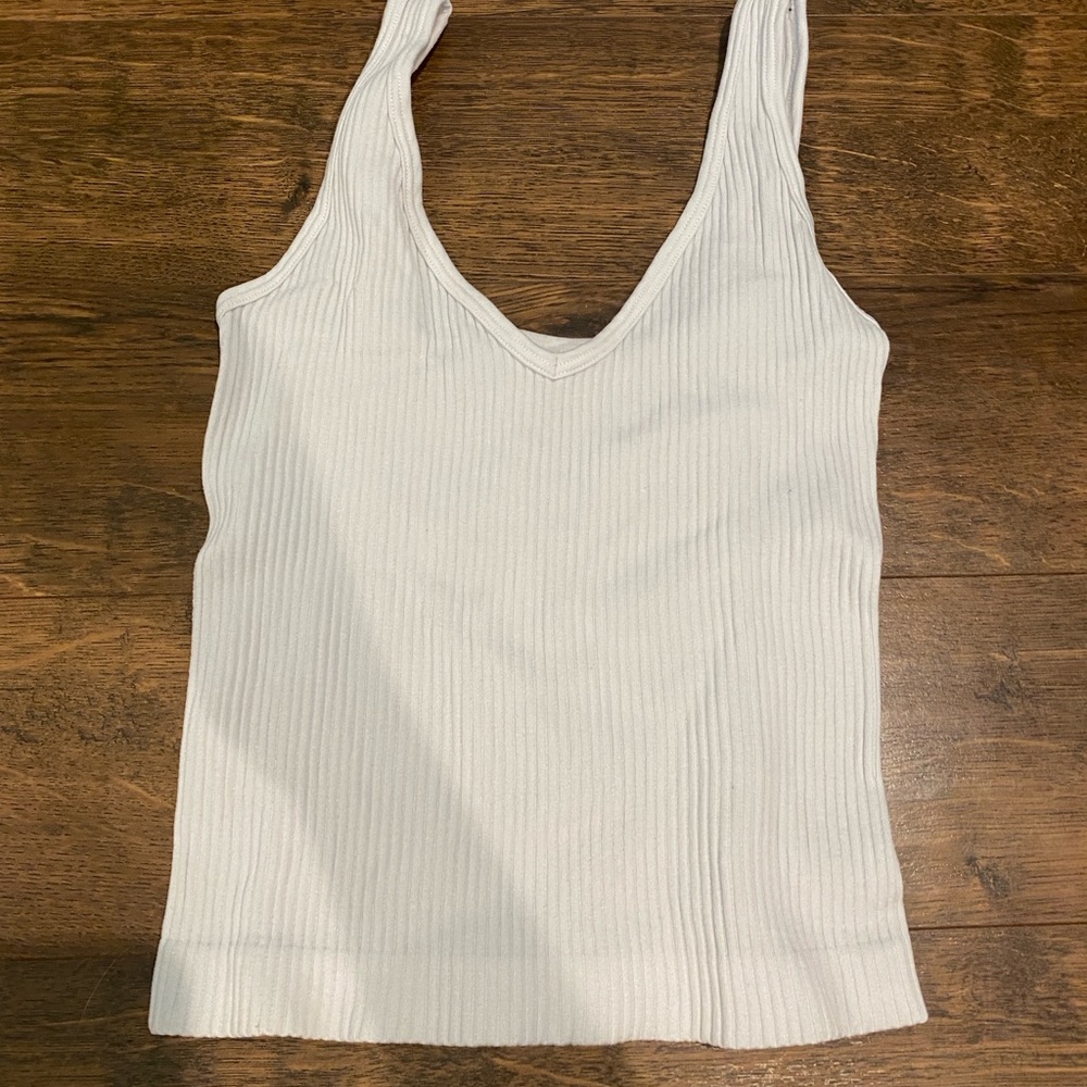 White Ribbed Tank Top